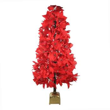 Northlight 4' Prelit Artificial Christmas Tree Fiber Optic Color Changing Red Poinsettia