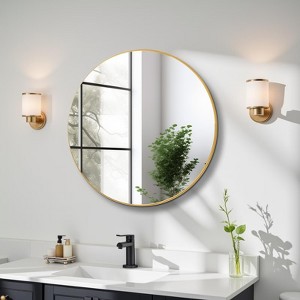 Round Wall Mirror with Aluminum Frame for Bedroom, Living Room, Entryway, Bathroom - 1 of 4
