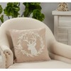 Saro Lifestyle Beaded + Embroidered Reindeer Pillow - Down Filled, 18" Square, Natural - 3 of 3