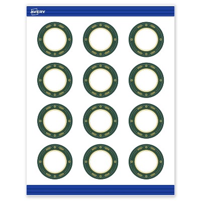 Avery Round Cards, 2" Diameter, Gold-Green Border, Matte, 120ct