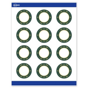 Avery Round Cards, 2" Diameter, Gold-Green Border, Matte, 120ct - 1 of 4