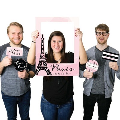 Big Dot of Happiness Paris, Ooh La La - Paris Themed Party Selfie Photo Booth Picture Frame and Props - Printed on Sturdy Material