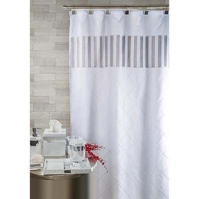 Elegant Quilted Mirror Resin Shower Curtain Hooks Set