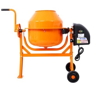 Cement Mixer, Electric Concrete Mixer, Heavy Duty Concrete Mud Mixer Tools, Portable Concrete Cement Mixer with Wheels and Stand for Mortar, Stucco - 1 of 4