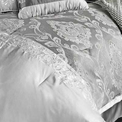 Kacee Platinum Gray 12-Piece King Comforter Set