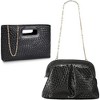 2Pcs Purses for Women, Woven Texture Design PU Leather Women's Handbags with Chain, Modern Black Evening Bag for Wedding, Party and Everyday Use - 2 of 4