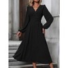 Coolmee Women's Fall Boho Long Dress V Neck Dots High Waisted Wedding Guest Vacation Maxi Dresses - 2 of 3