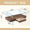 Kumasinova 43.3" Rectangle Coffee Table,2-Tier Side Table with Tempered Glass Desktop and Drawer,Center Table for Living Room,Bedroom - 2 of 4