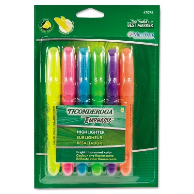 Ticonderoga Emphasis Desk Style Highlighter Chisel Tip 6/Set 47076