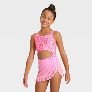 Girls' Cheetalicious Swimwear Set - Cat & Jack™ Pink - 1 of 4