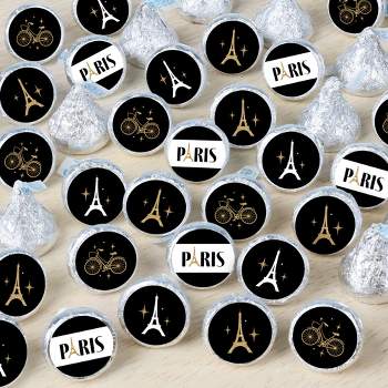 Big Dot of Happiness Stars Over Paris - Parisian Themed Party Small Round Candy Stickers - Party Favor Labels - 324 Count