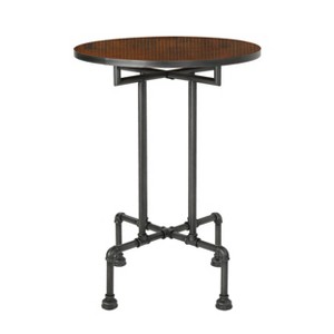 Christopher Knight Home 32" Westleigh Round Industrial Bar Table Dark Brown: Piping-Inspired Base, Pine Veneer Top, 42" Height - 1 of 4