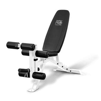 Marcy Powder-Coated Steel Multipurpose Adjustable Full Body Strength Training Weight Bench for Home Gyms with Caster Wheels - White