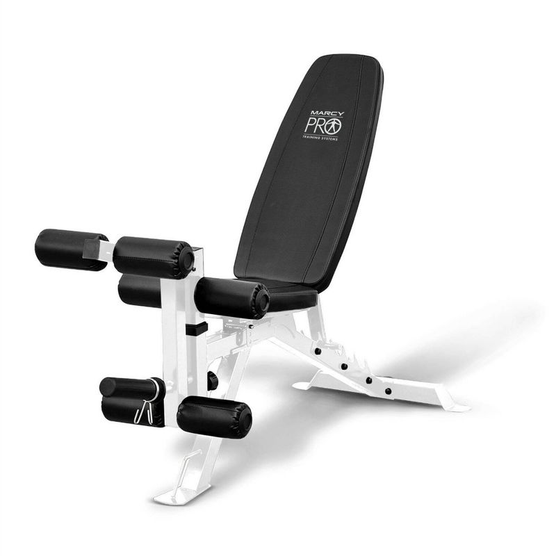 Marcy Powder-Coated Steel Multipurpose Adjustable Full Body Strength Training Weight Bench for Home Gyms with Caster Wheels - White, 1 of 6