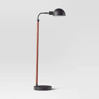 Pharmacy Floor Lamp Black with Faux Leather Wrap (Includes LED Light Bulb) - Threshold™