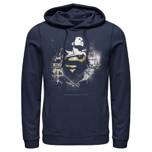 Men's Superman Hero Graffiti Print Pull Over Hoodie - 1 of 3