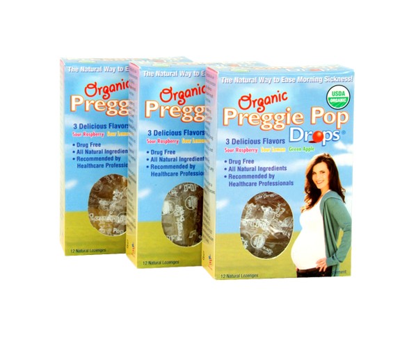 Three Lollies Organic Preggie Pop Drops for Morning Sickness Relief Lozenges - Sour Raspberry, Sour Lemon & Green Apple - 12ct/3pk