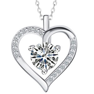 Moissanite Necklace for Women, 1 Carat Heart Pendant with 925 Sterling Silver Necklace, Birthday Christmas Valentines for Wife Mother Girlfriend - 1 of 4