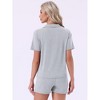 INSPIRE CHIC Women's 2 Pcs Lounge Set Button Down Short Sleeve Tops with Shorts Casual Pajama Sets - 4 of 4