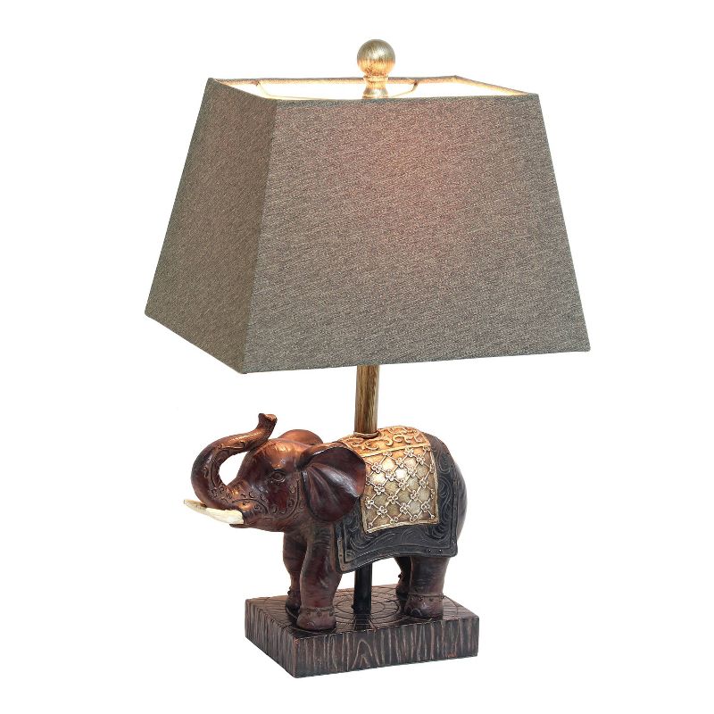 Elephant Table Lamp with Fabric Shade Brown - Lalia Home, 3 of 10