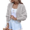 Coolmee Women's Long Sleeve Open Front Knit Cropped Cardigan Sweaters Casual Drop Shoulder Short Shrugs Sweater Coats - 2 of 4
