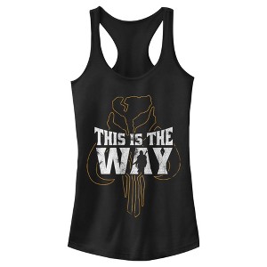 Juniors Womens Star Wars: The Mandalorian The Mandalorian The Way Silhouette Racerback Tank Top - 1 of 4