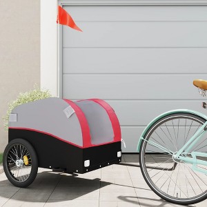 vidaXL Bike Trailer Black and Red 99.2 lb Iron - 1 of 4