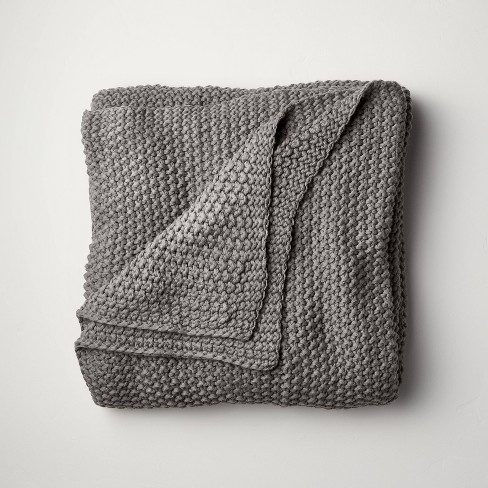 Lofaris Dark Gray Queen Size Warm Soft Thick Chunky Knit Blanket