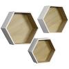 Set of 3 Sorbus Floating Shelf Hexagon Set - Honeycomb Decorative Hanging Display for Collectibles, Photos Frames, Plants, and more (White) - 3 of 4