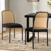 5-Piece Round Dining Table Set for 4, Modern Pedestal Table with Cane Back Upholstered Chairs  for Kitchen, Dining Room, or Apartment-Maison Boucle - 3 of 4