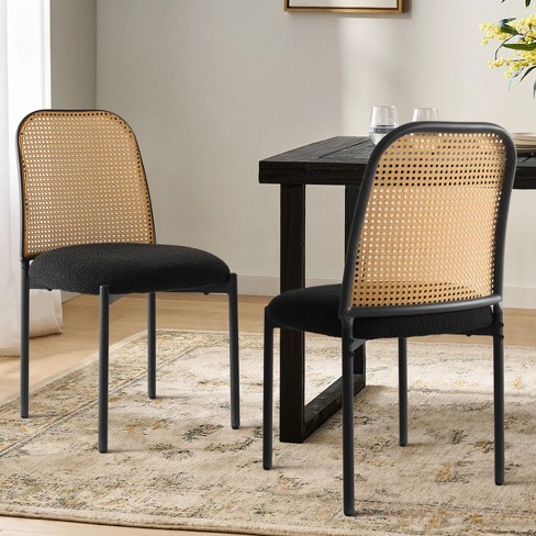 Milan Cane Dining Chair Set Of 2 Upholstered Boucle Dining Room Chair With Rattan Back The Pop Home Target