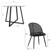 5-piece Dining Set for 4, Round Glass Dining Table Set with 4 Black Mesh Rattan Chair for School Apartment, Dining Room Furniture - The Pop Home - 3 of 4