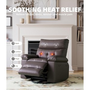 27" Oversized Recliner Chairs with Heat and Massage - 360° Swivel Lazy Recliner Chair for Adults- Manual Rocking Chair with Remote Control - 1 of 4