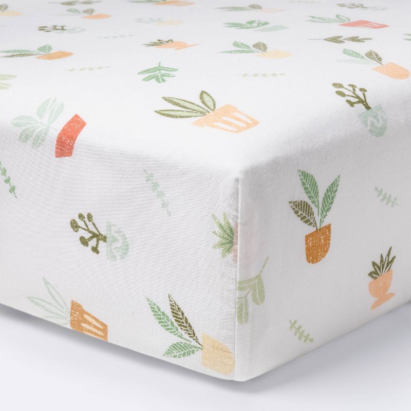 Fitted Crib Sheet Plants - Cloud Island&#8482;, 1 of 6