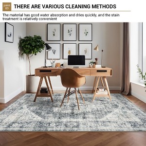 Washable Living Room Area Rug Large Vintage Printed Accent Carpet Non Shedding Oriental Distressed Floor Cover Foldable Indoor Mat - 1 of 4