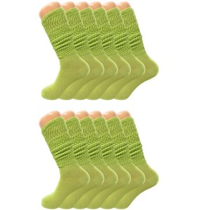 Women’s Slouch Scrunch Socks 12 Pairs Cotton Knee-High Shoe Size 5-10 - 1 of 4