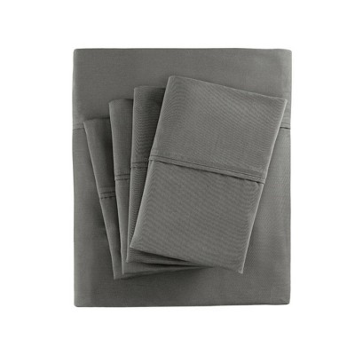 Split King 800 Thread Count 7pc Cotton Blend Sheet Set Charcoal