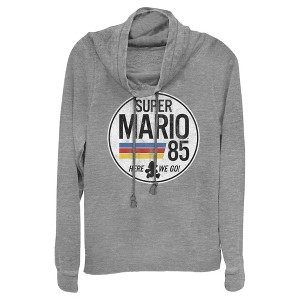 Juniors Womens Nintendo Super Mario Retro Rainbow Ring Cowl Neck Sweatshirt - 1 of 3