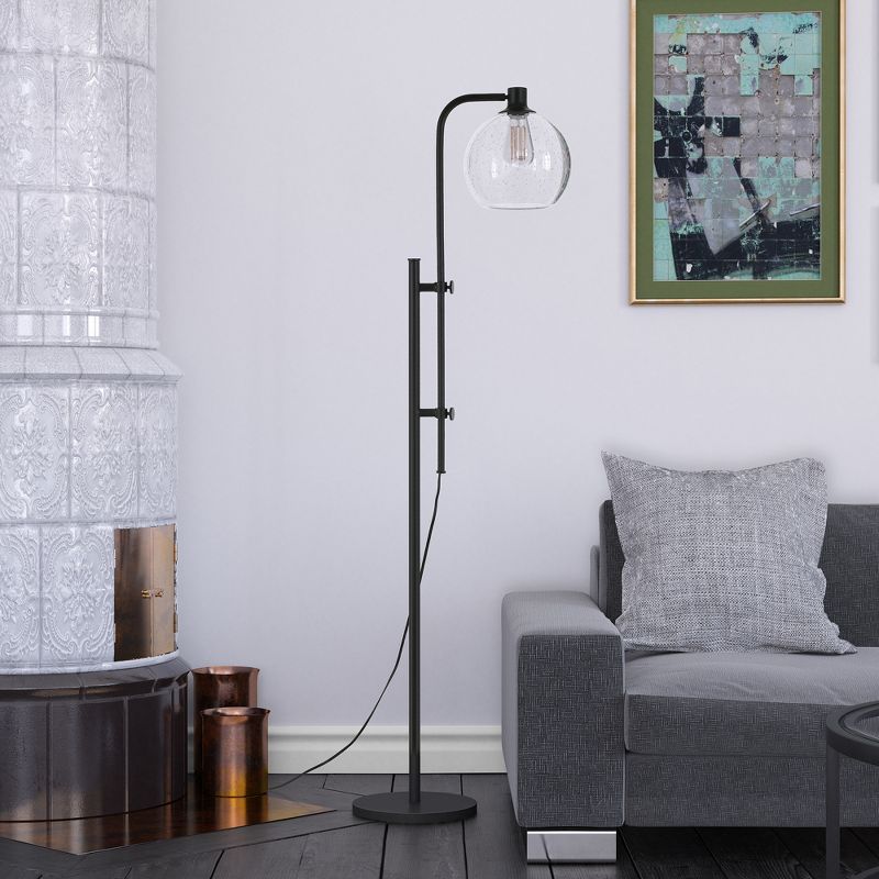 Hampton & Thyme Height-Adjustable Floor Lamp with Glass Shade, 3 of 11