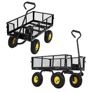 550 LB Capacity Black Garden Wagon Cart - Heavy Duty Steel Yard Utility Cart with Removable Sides & All Terrain Tires for Lawn/Farm (1-Piece) - 1 of 4