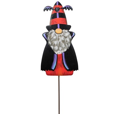 Halloween Count Gregor Gnome Metal Garden Stake with Bat Hat
