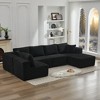 137.8" Corduroy Upholstery U-Shaped Cloud Modular Sectional Sofa with Right Chaise and Pillows, All-Foam Compression Design - 4 of 4
