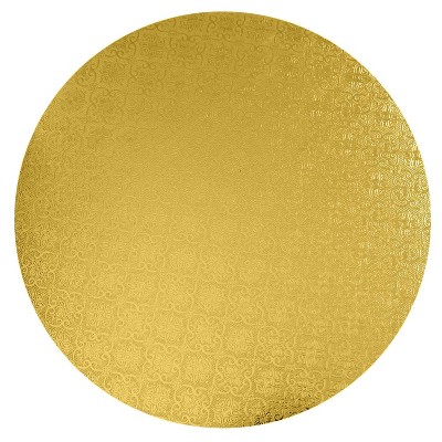 O'Creme Gold Wraparound Cake Pastry Round Drum Board 1/4 Inch Thick, 16 Inch Diameter - Pack of 10