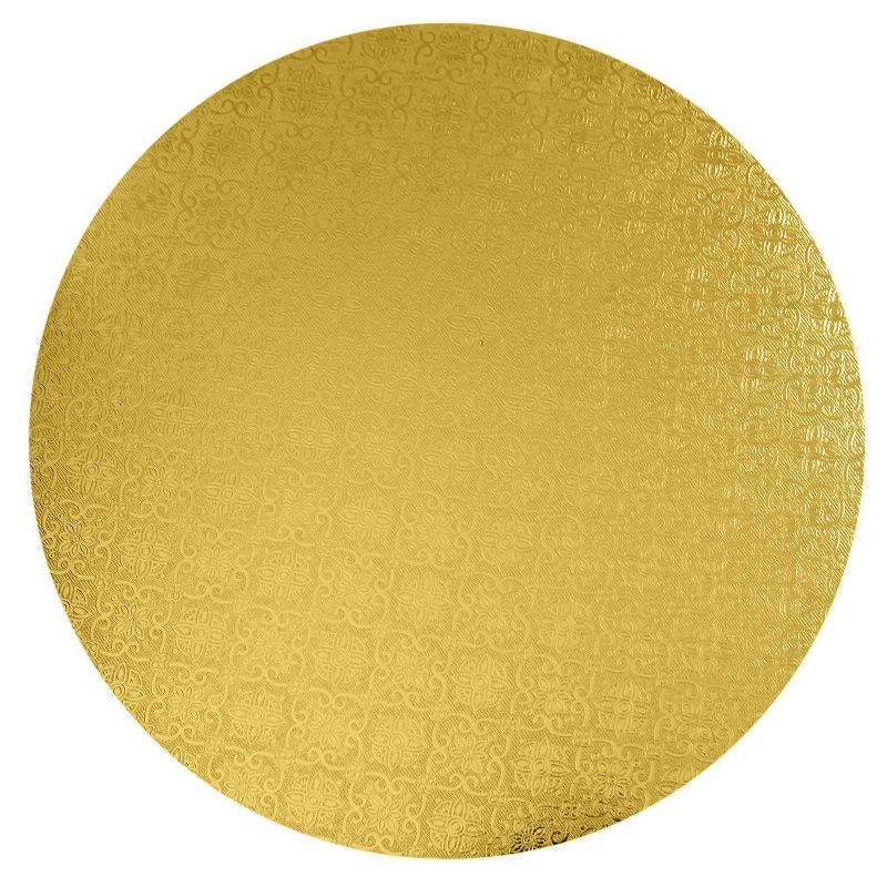 O'Creme Gold Wraparound Cake Pastry Round Drum Board 1/4 Inch Thick, 16 Inch Diameter - Pack of 10, 1 of 7