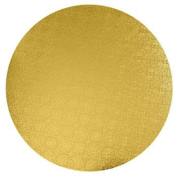 O'Creme Gold Wraparound Cake Pastry Round Drum Board 1/4 Inch Thick, 16 Inch Diameter - Pack of 10