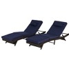 Outdoor Chaise Lounge Chair Set of 2, Wicker Reclining Lounge with Adjustable Backrest & Cushion, Sunbathing Chair for Patio Pool Garden - 2 of 4