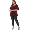 Women's Plus Size Metallic V Neck Short Sleeve Party Club Blouse - Agnes Orinda - 3 of 4