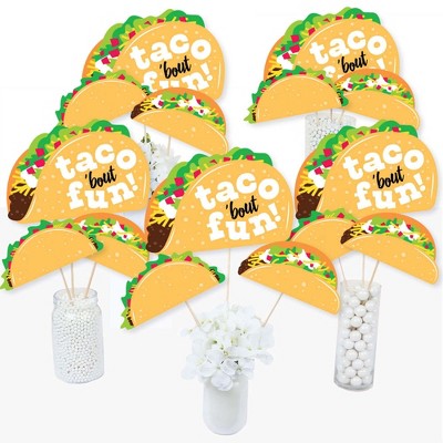 Big Dot of Happiness Taco 'Bout Fun - Mexican Fiesta Centerpiece Sticks - Table Toppers - Set of 15