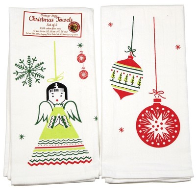 Decorative Towel 24.0" Vintage Ornament &  Retro Angel Set/2 Kitchen Christmas 100%  -  Kitchen Towel