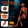 5.2 FT Orange Life-Size Poseable Halloween Skeleton with Pumpkin Head and Movable Joints - Gallery View 2 of 10 5.2 FT Orange Life-Size Poseable - 2 of 4